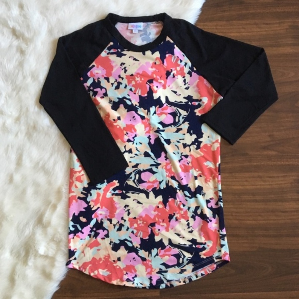 NEW Lularoe Black Pastel Abstract Floral Randy